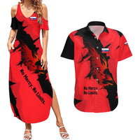 Slovakia Couples Matching Summer Maxi Dress and Hawaiian Shirt with Red Black Falcon Claw No Mercy Spirit