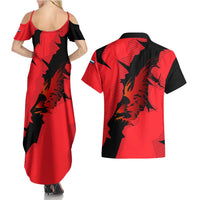 Slovakia Couples Matching Summer Maxi Dress and Hawaiian Shirt with Red Black Falcon Claw No Mercy Spirit