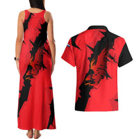 Slovakia Couples Matching Tank Maxi Dress and Hawaiian Shirt with Red Black Falcon Claw No Mercy Spirit