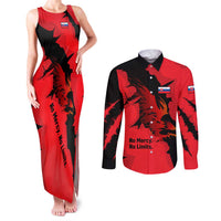 Slovakia Couples Matching Tank Maxi Dress and Long Sleeve Button Shirt with Red Black Falcon Claw No Mercy Spirit