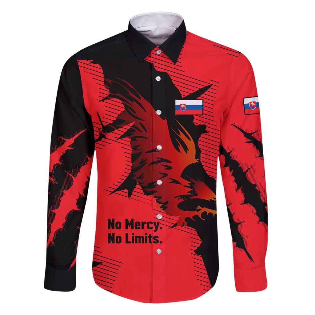 Slovakia Family Matching Long Sleeve Bodycon Dress and Hawaiian Shirt with Red Black Falcon Claw No Mercy Spirit