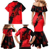 Slovakia Family Matching Mermaid Dress and Hawaiian Shirt with Red Black Falcon Claw No Mercy Spirit