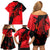 Slovakia Family Matching Off Shoulder Short Dress and Hawaiian Shirt with Red Black Falcon Claw No Mercy Spirit
