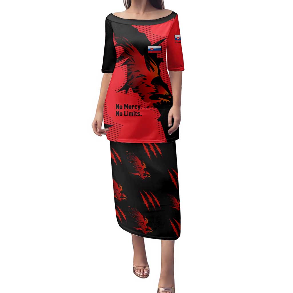 Slovakia Family Matching Puletasi and Hawaiian Shirt with Red Black Falcon Claw No Mercy Spirit