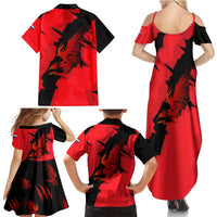 Slovakia Family Matching Summer Maxi Dress and Hawaiian Shirt with Red Black Falcon Claw No Mercy Spirit