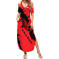Slovakia Family Matching Summer Maxi Dress and Hawaiian Shirt with Red Black Falcon Claw No Mercy Spirit