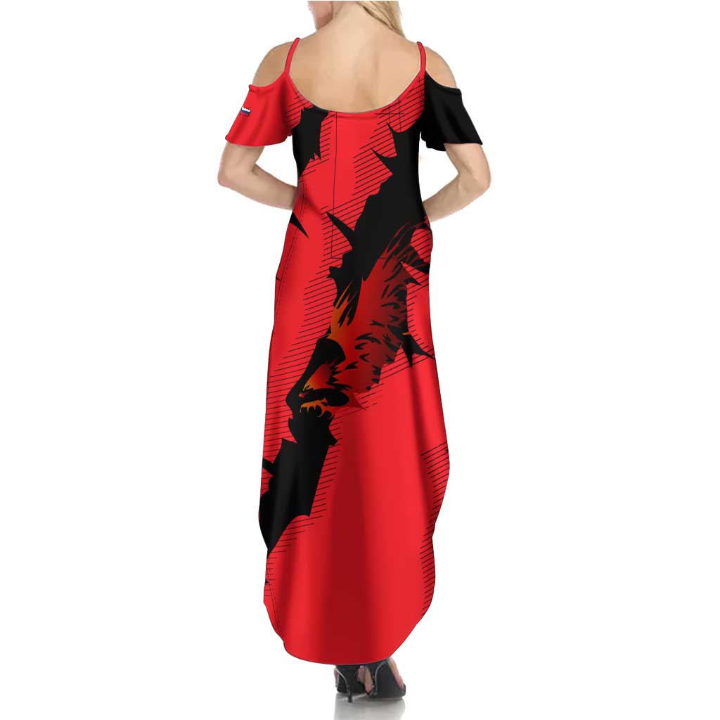 Slovakia Family Matching Summer Maxi Dress and Hawaiian Shirt with Red Black Falcon Claw No Mercy Spirit