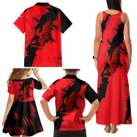 Slovakia Family Matching Tank Maxi Dress and Hawaiian Shirt with Red Black Falcon Claw No Mercy Spirit