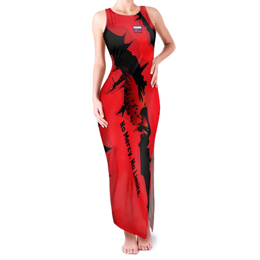 Slovakia Family Matching Tank Maxi Dress and Hawaiian Shirt with Red Black Falcon Claw No Mercy Spirit