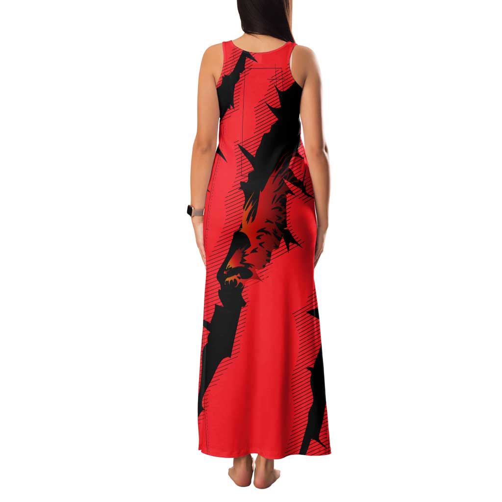 Slovakia Family Matching Tank Maxi Dress and Hawaiian Shirt with Red Black Falcon Claw No Mercy Spirit