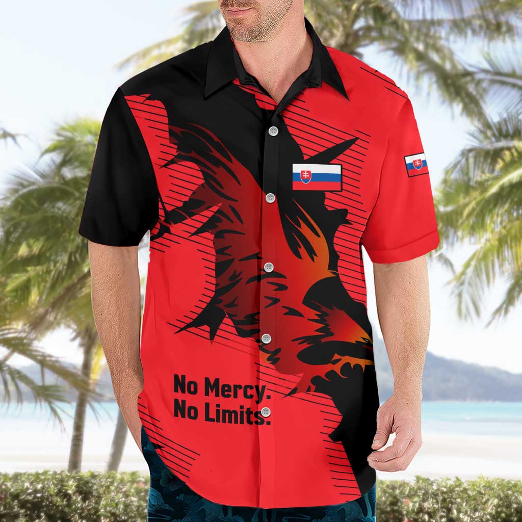 Slovakia Hawaiian Shirt with Red Black Falcon Claw No Mercy Spirit
