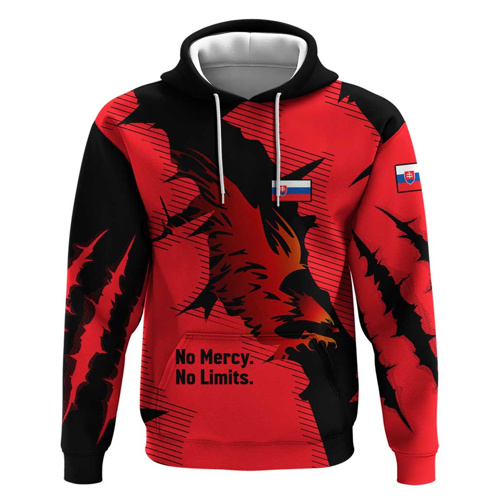 Slovakia Hoodie with Red Black Falcon Claw No Mercy Spirit