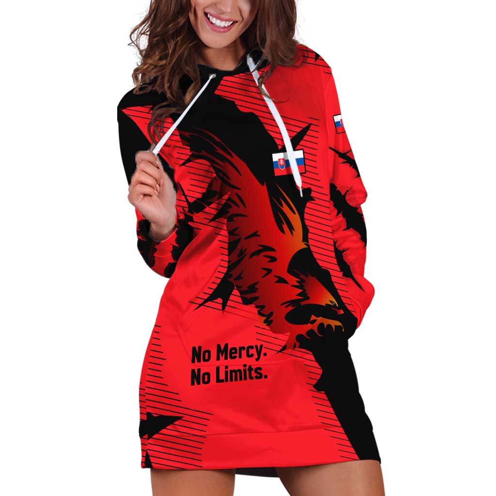 Slovakia Hoodie Dress with Red Black Falcon Claw No Mercy Spirit