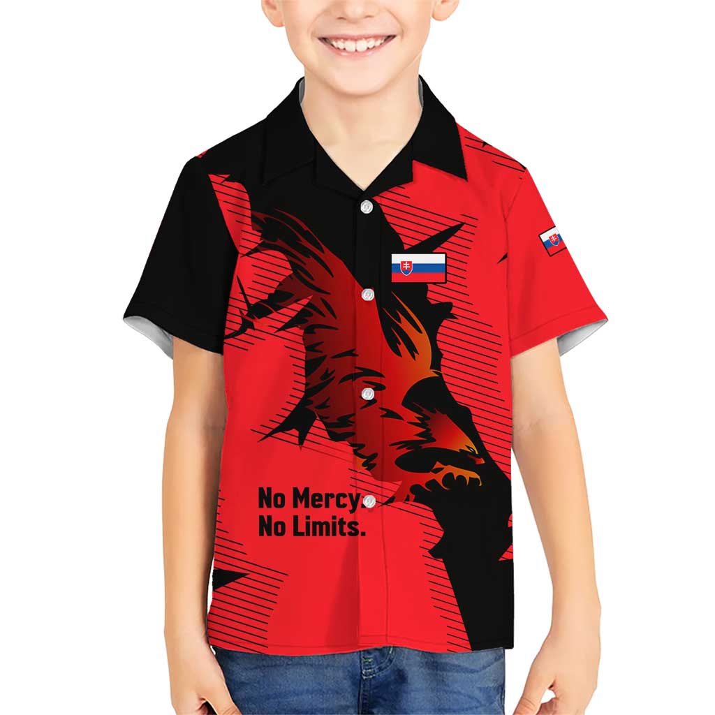 Slovakia Kid Hawaiian Shirt with Red Black Falcon Claw No Mercy Spirit