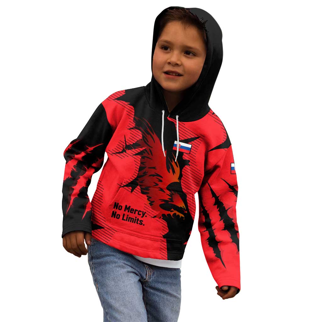 Slovakia Kid Hoodie with Red Black Falcon Claw No Mercy Spirit