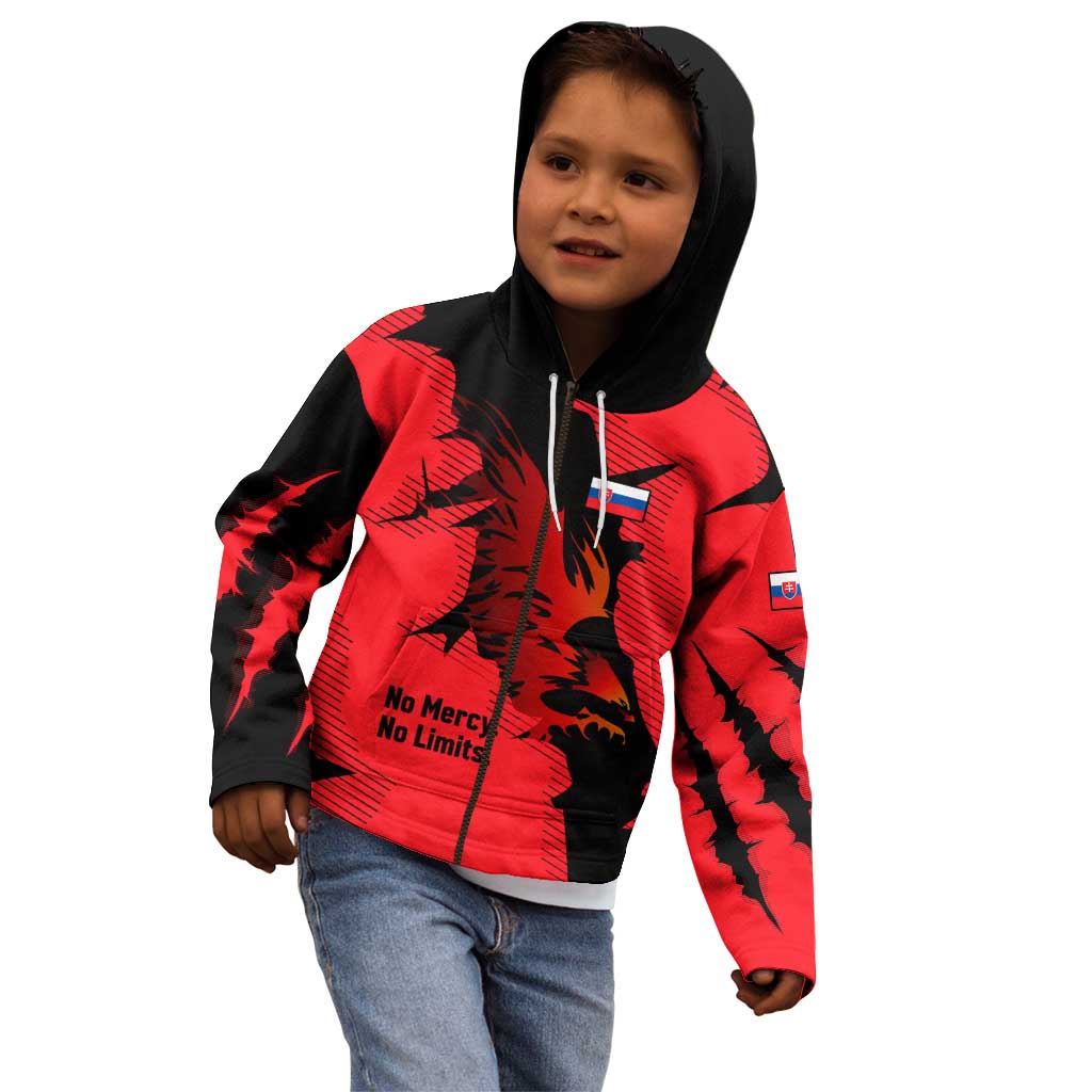 Slovakia Kid Hoodie with Red Black Falcon Claw No Mercy Spirit