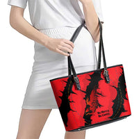 Slovakia Leather Tote Bag with Red Black Falcon Claw No Mercy Spirit