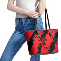 Slovakia Leather Tote Bag with Red Black Falcon Claw No Mercy Spirit