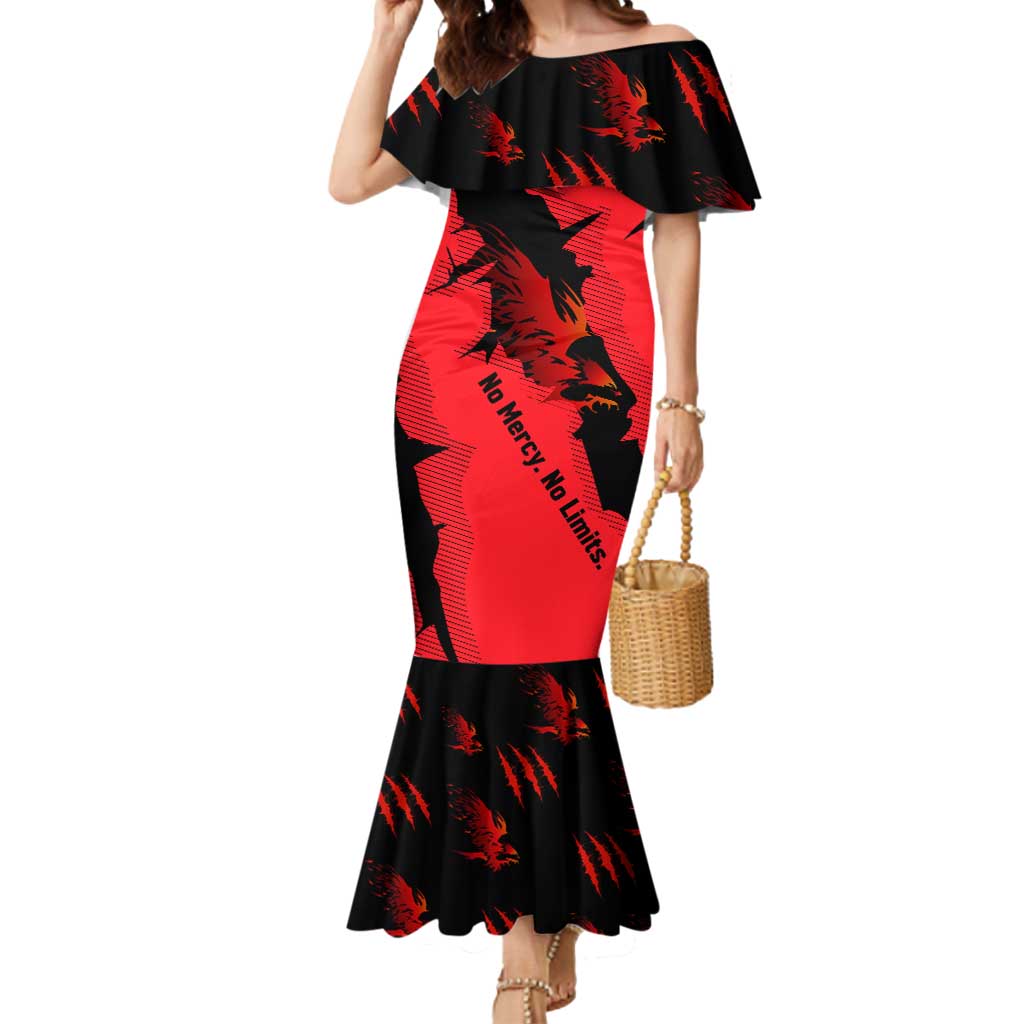 Slovakia Mermaid Dress with Red Black Falcon Claw No Mercy Spirit