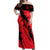 Slovakia Off Shoulder Maxi Dress with Red Black Falcon Claw No Mercy Spirit