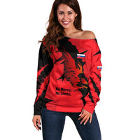 Slovakia Off Shoulder Sweater with Red Black Falcon Claw No Mercy Spirit