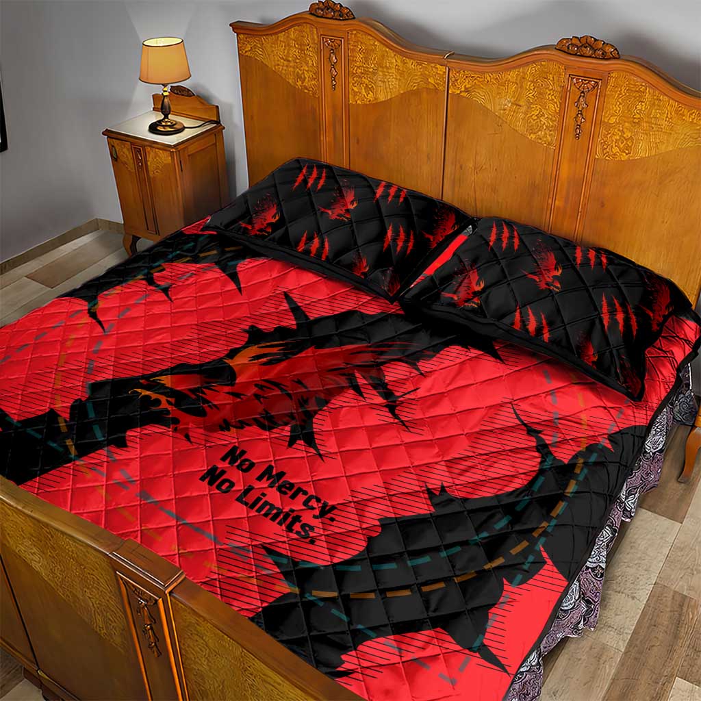 Slovakia Quilt Bed Set with Red Black Falcon Claw No Mercy Spirit