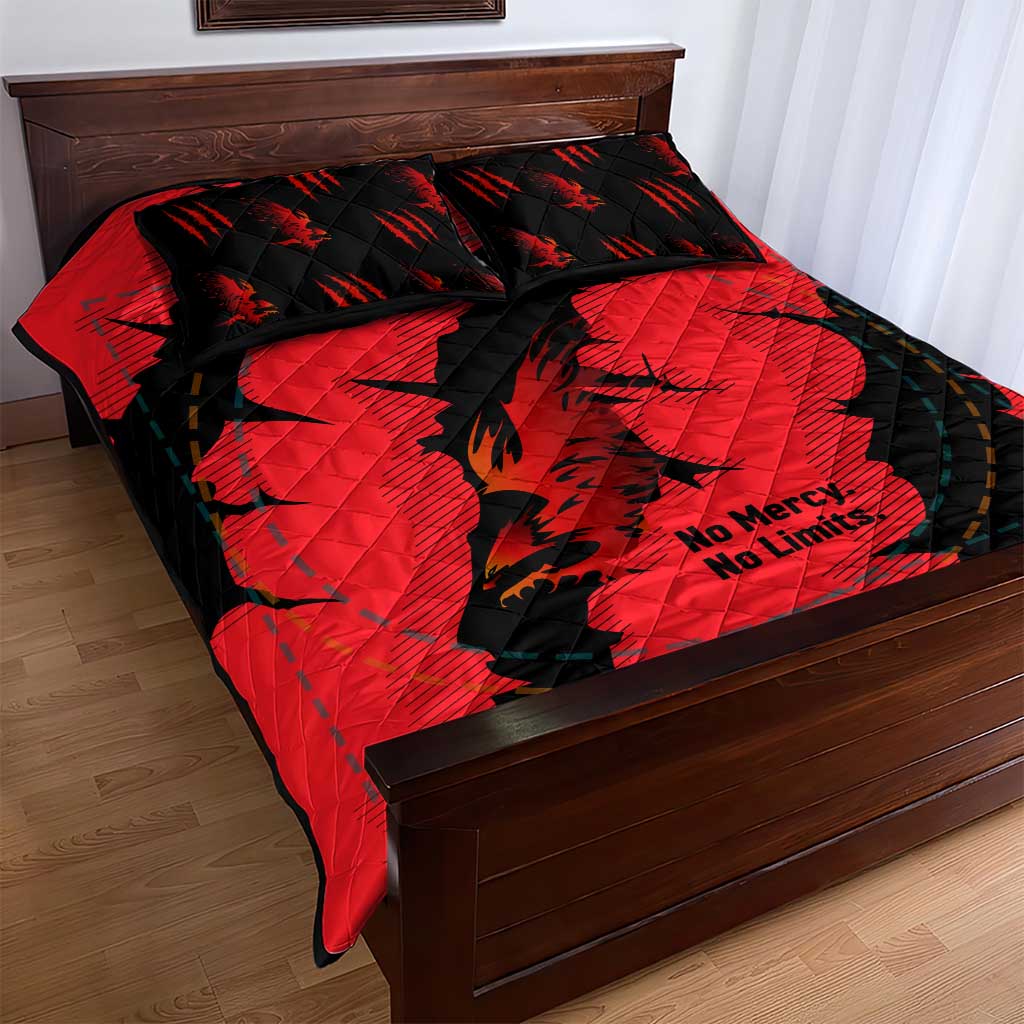 Slovakia Quilt Bed Set with Red Black Falcon Claw No Mercy Spirit