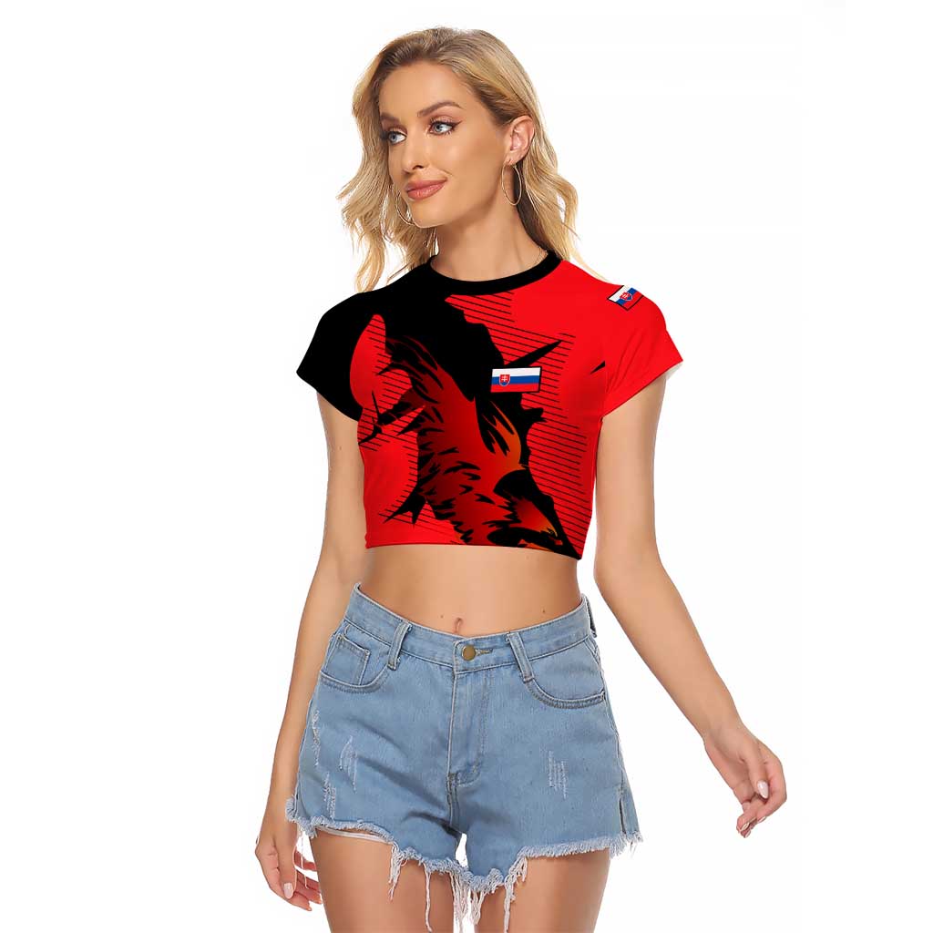 Slovakia Raglan Cropped T Shirt with Red Black Falcon Claw No Mercy Spirit