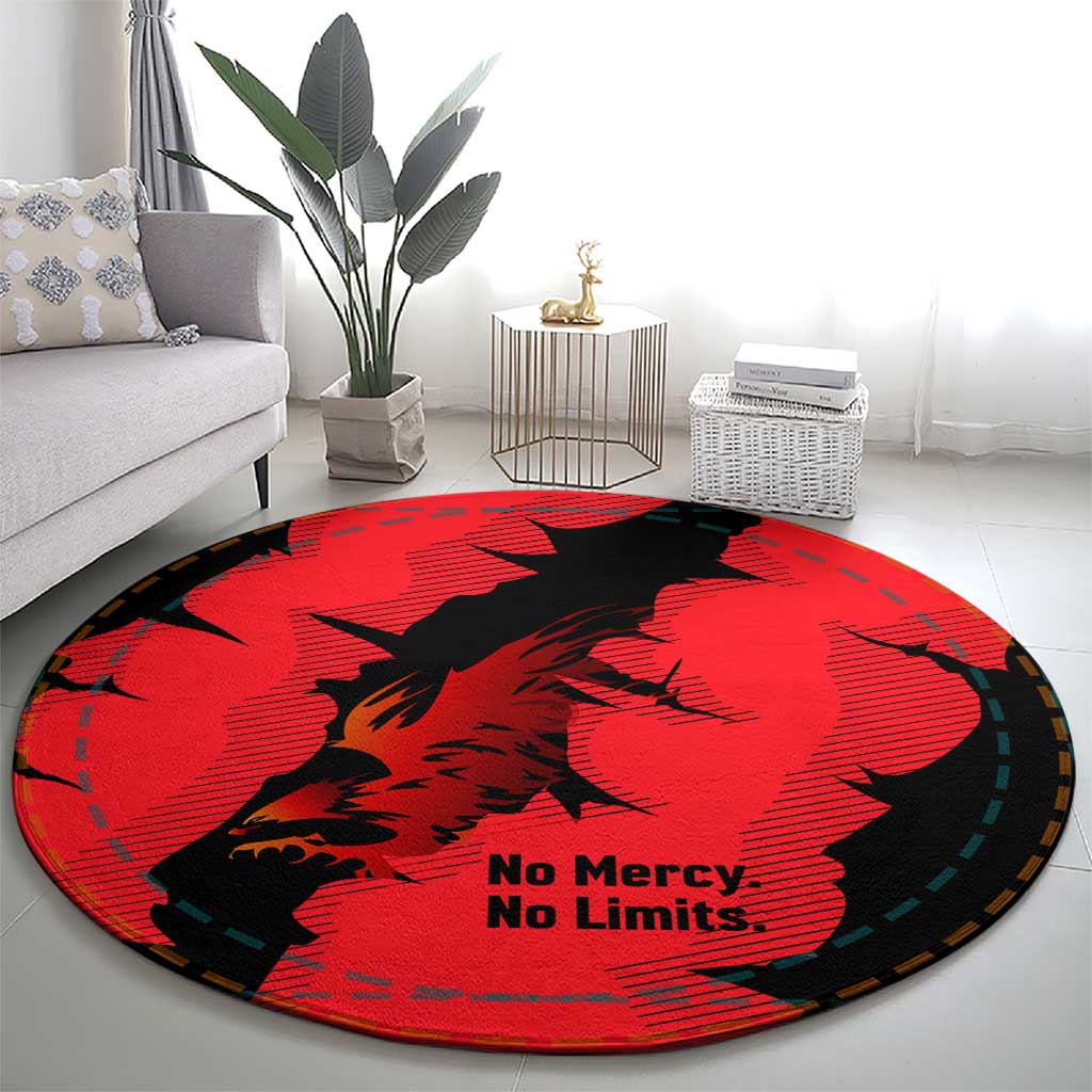 Slovakia Round Carpet with Red Black Falcon Claw No Mercy Spirit
