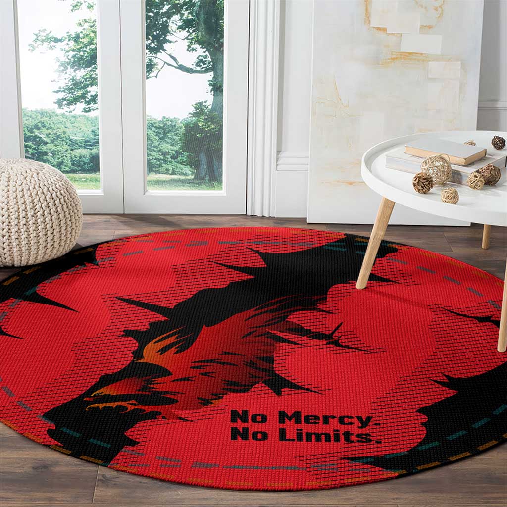 Slovakia Round Carpet with Red Black Falcon Claw No Mercy Spirit
