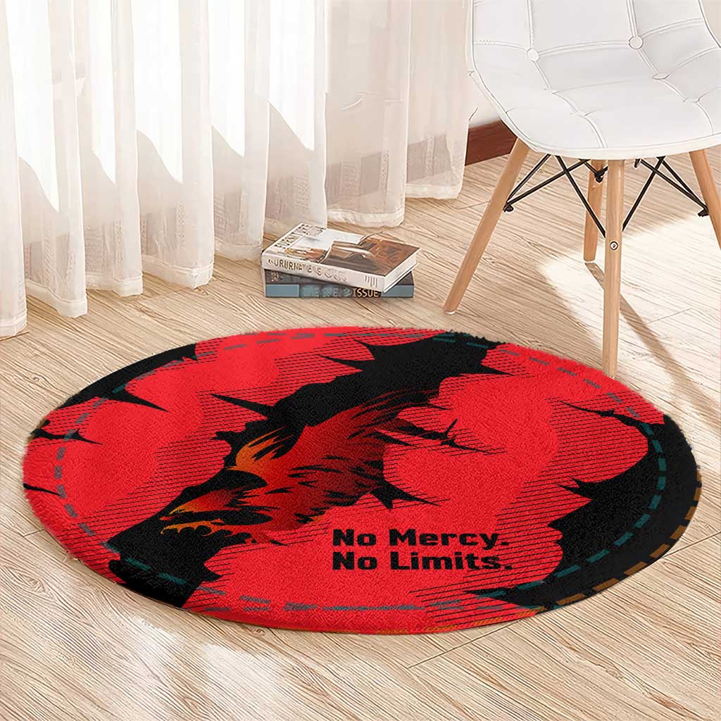 Slovakia Round Carpet with Red Black Falcon Claw No Mercy Spirit