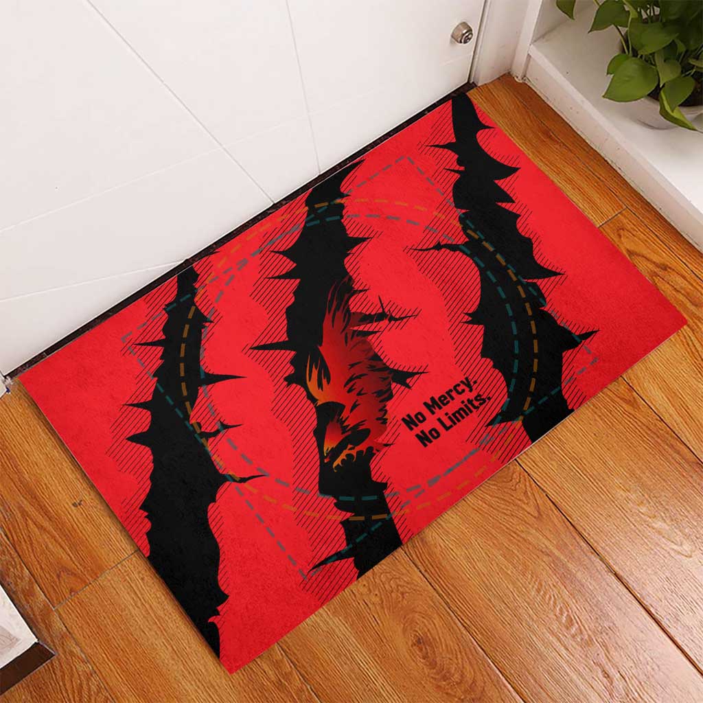 Slovakia Rubber Doormat with Red Black Falcon Claw No Mercy Spirit