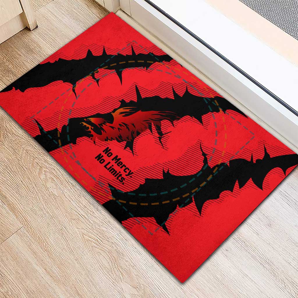 Slovakia Rubber Doormat with Red Black Falcon Claw No Mercy Spirit