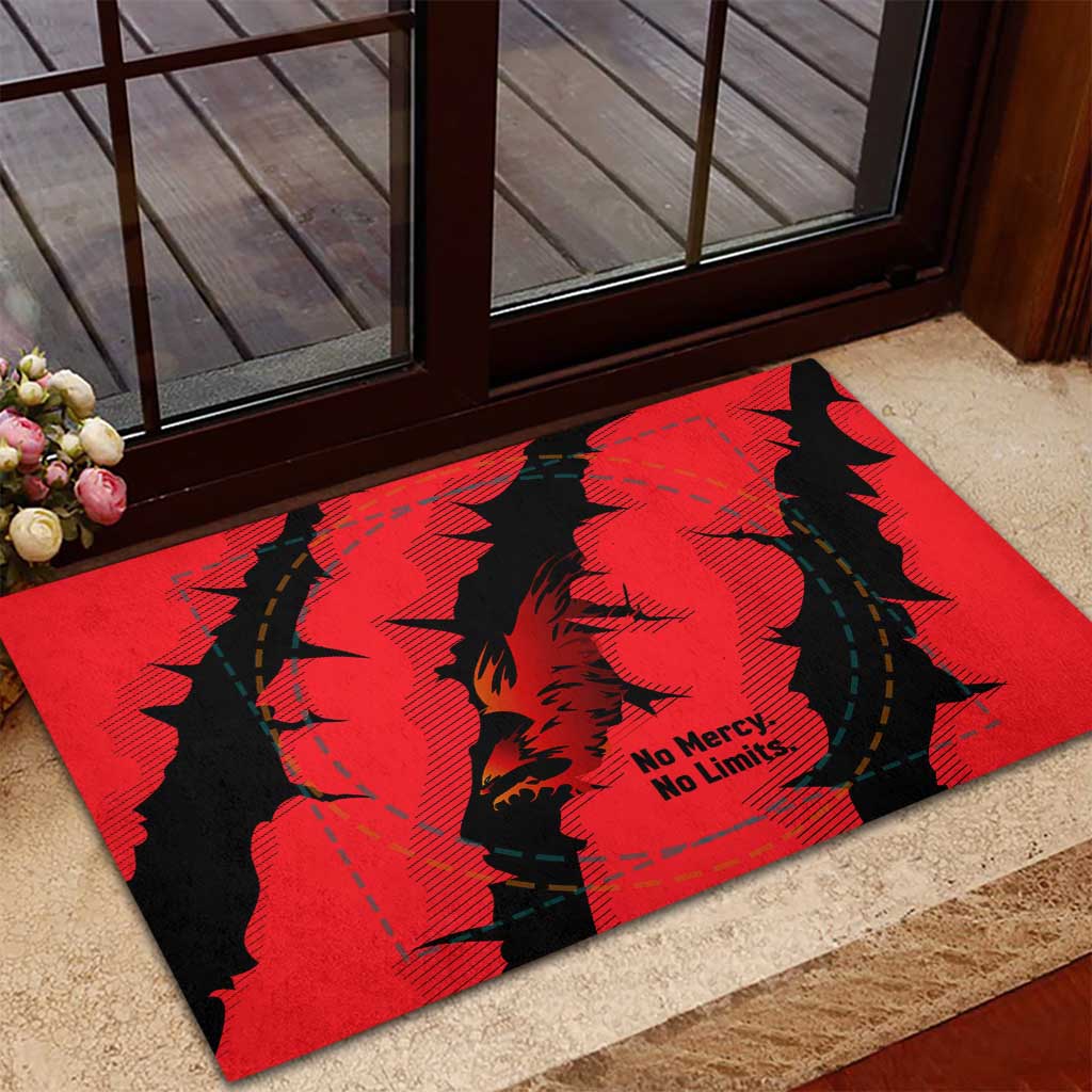 Slovakia Rubber Doormat with Red Black Falcon Claw No Mercy Spirit