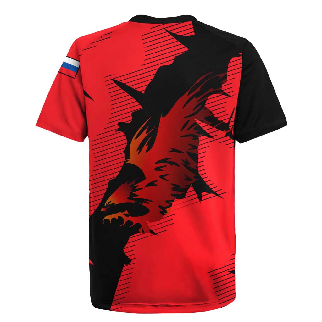 Slovakia Rugby Jersey with Red Black Falcon Claw No Mercy Spirit