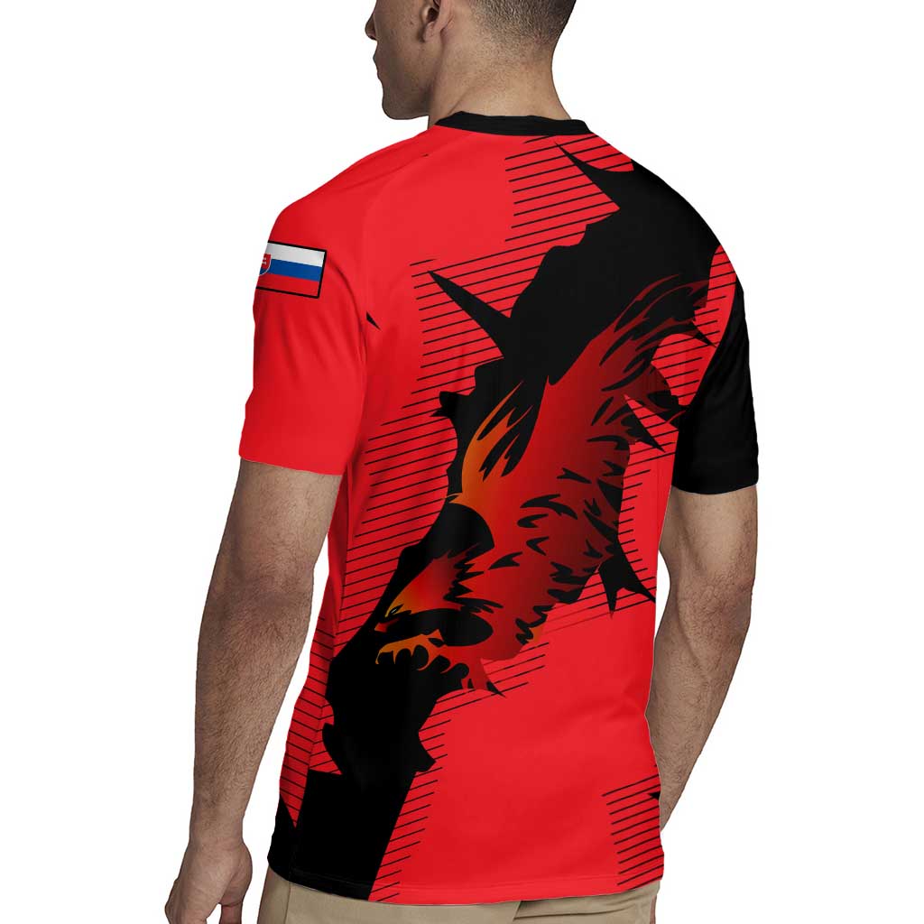 Slovakia Rugby Jersey with Red Black Falcon Claw No Mercy Spirit