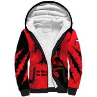 Slovakia Sherpa Hoodie with Red Black Falcon Claw No Mercy Spirit