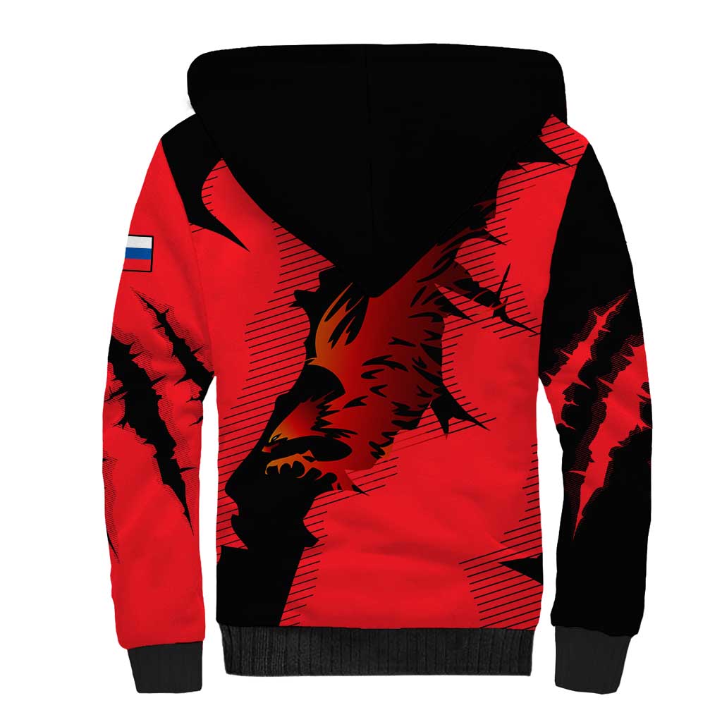 Slovakia Sherpa Hoodie with Red Black Falcon Claw No Mercy Spirit