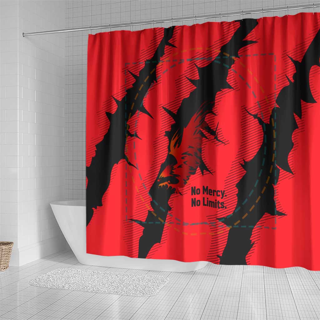 Slovakia Shower Curtain with Red Black Falcon Claw No Mercy Spirit