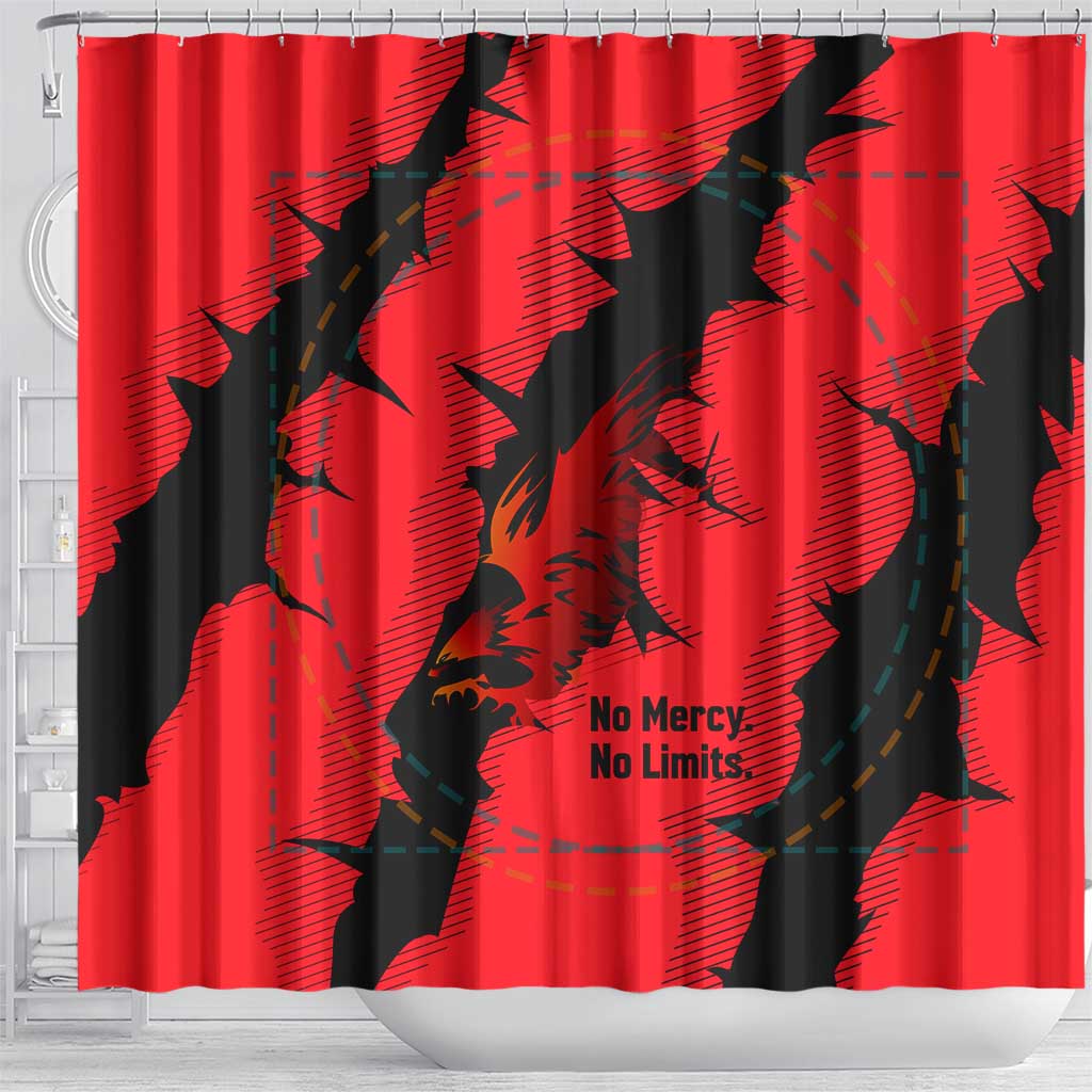 Slovakia Shower Curtain with Red Black Falcon Claw No Mercy Spirit
