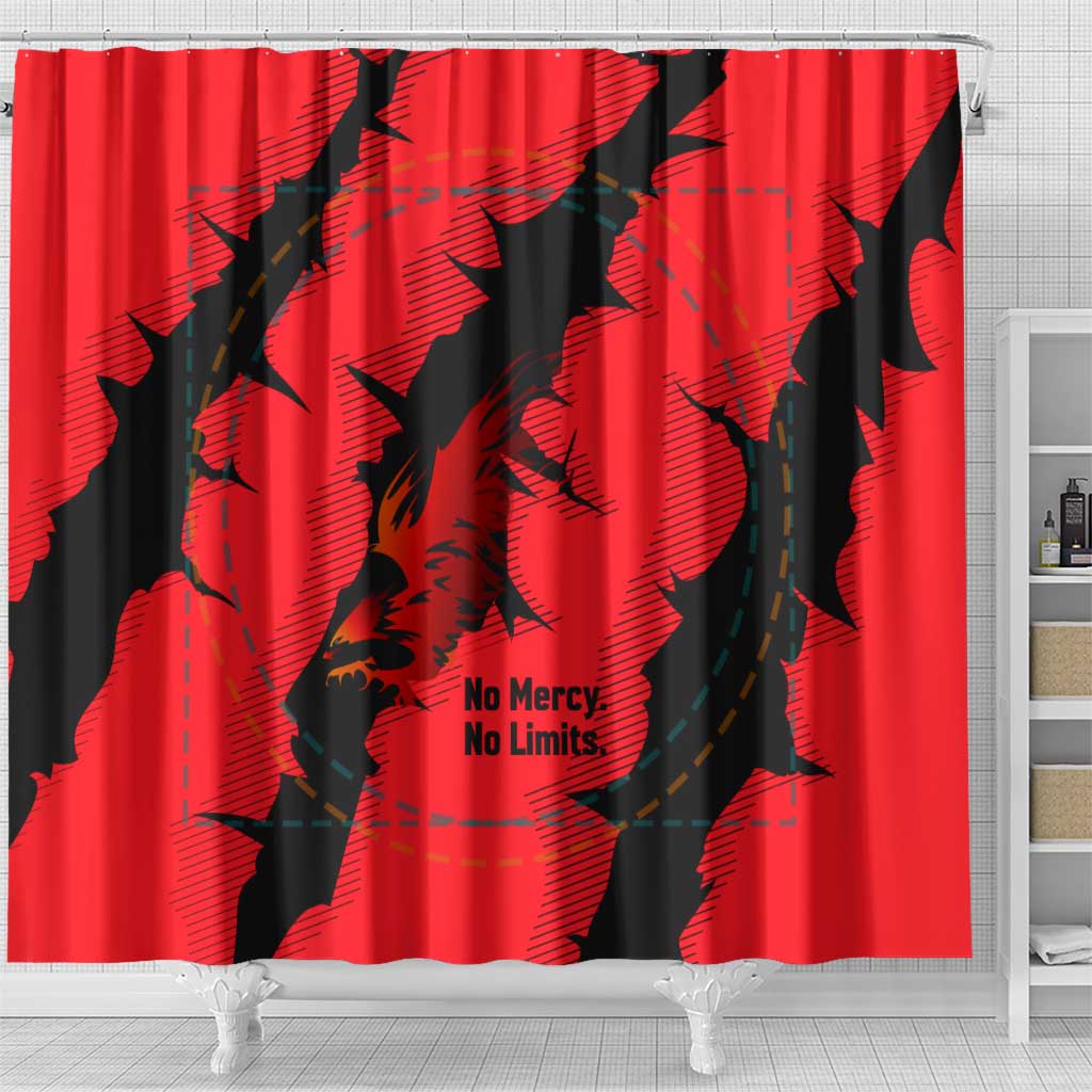 Slovakia Shower Curtain with Red Black Falcon Claw No Mercy Spirit