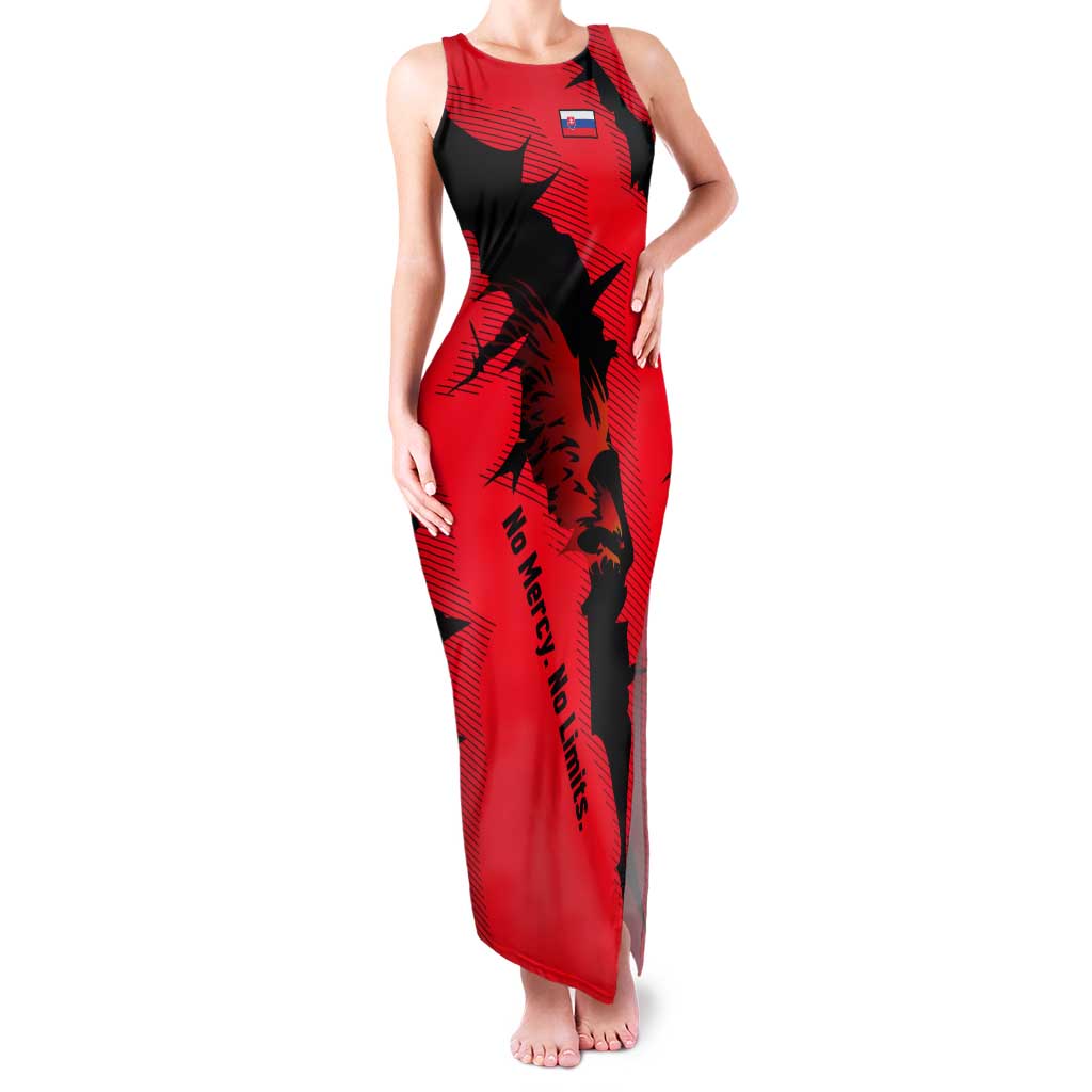 Slovakia Tank Maxi Dress with Red Black Falcon Claw No Mercy Spirit