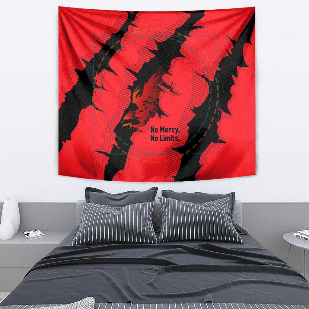 Slovakia Tapestry with Red Black Falcon Claw No Mercy Spirit