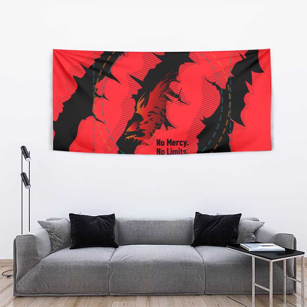 Slovakia Tapestry with Red Black Falcon Claw No Mercy Spirit