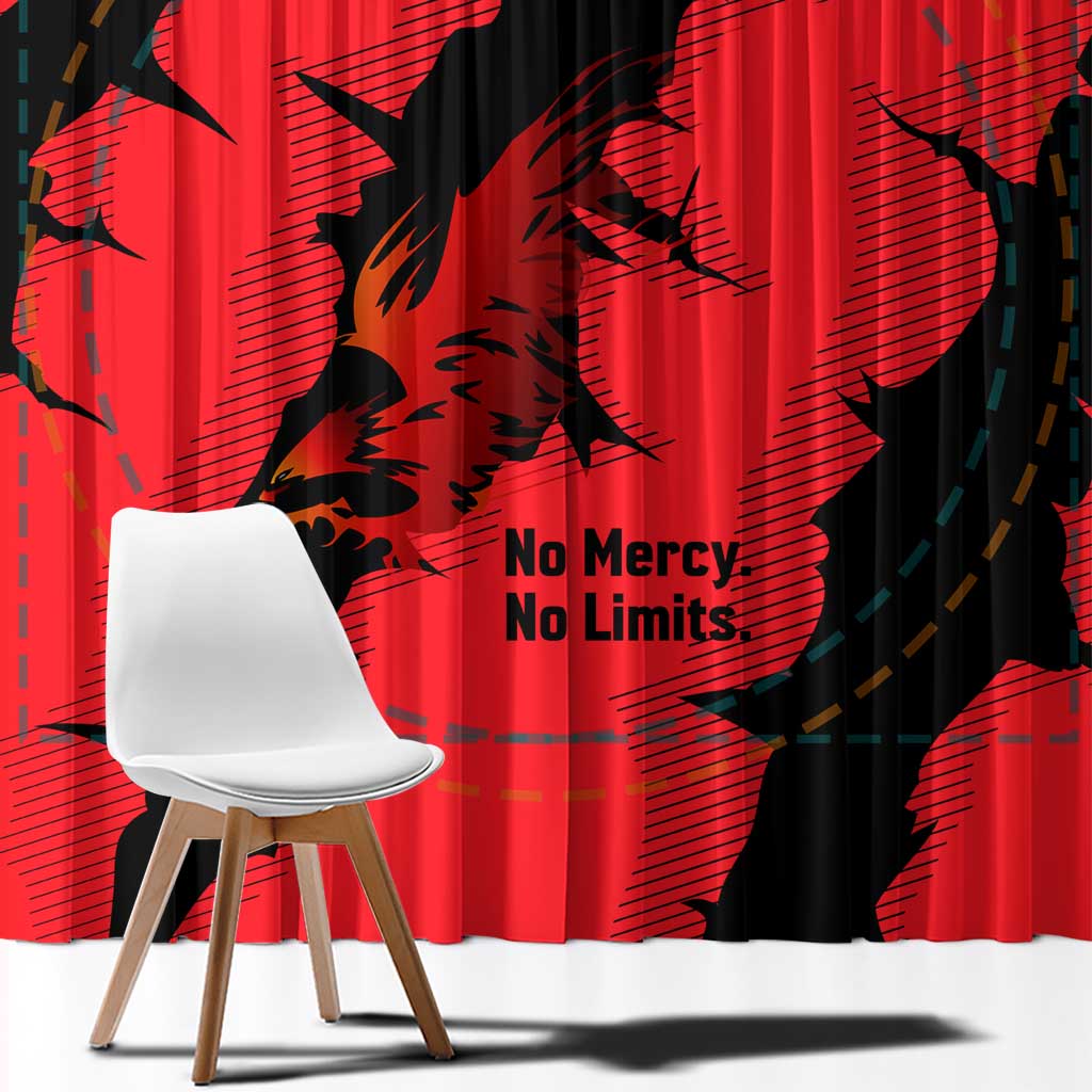 Slovakia Window Curtain with Red Black Falcon Claw No Mercy Spirit