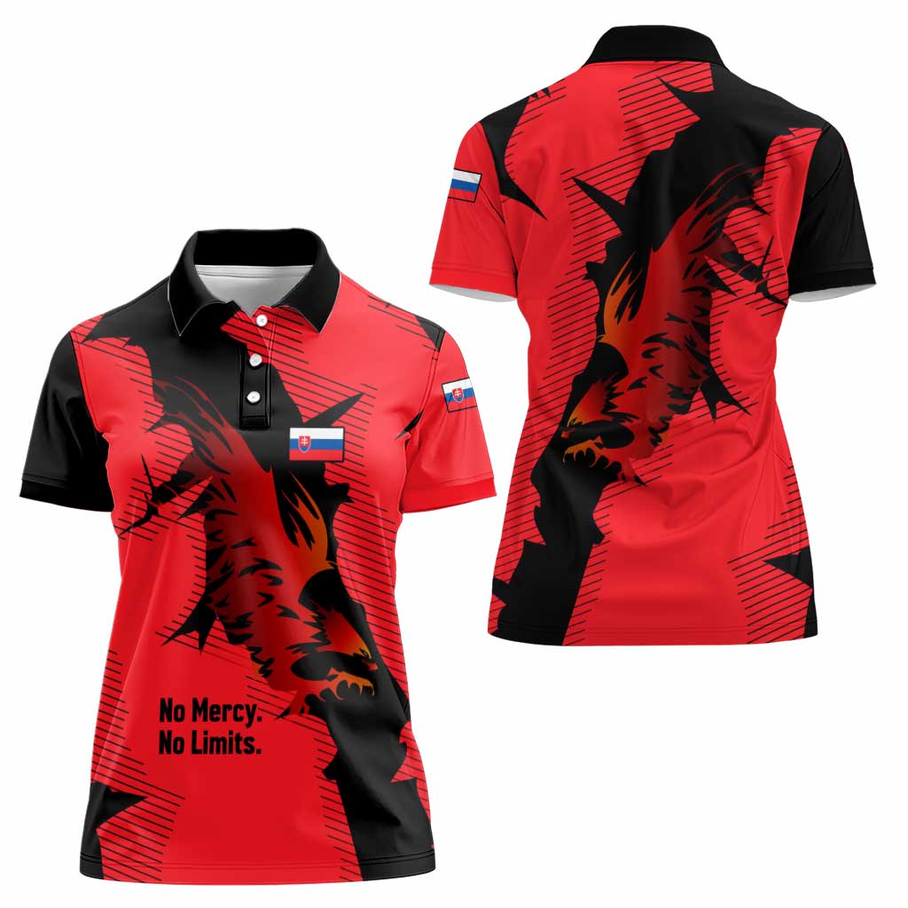 Slovakia Women Polo Shirt with Red Black Falcon Claw No Mercy Spirit