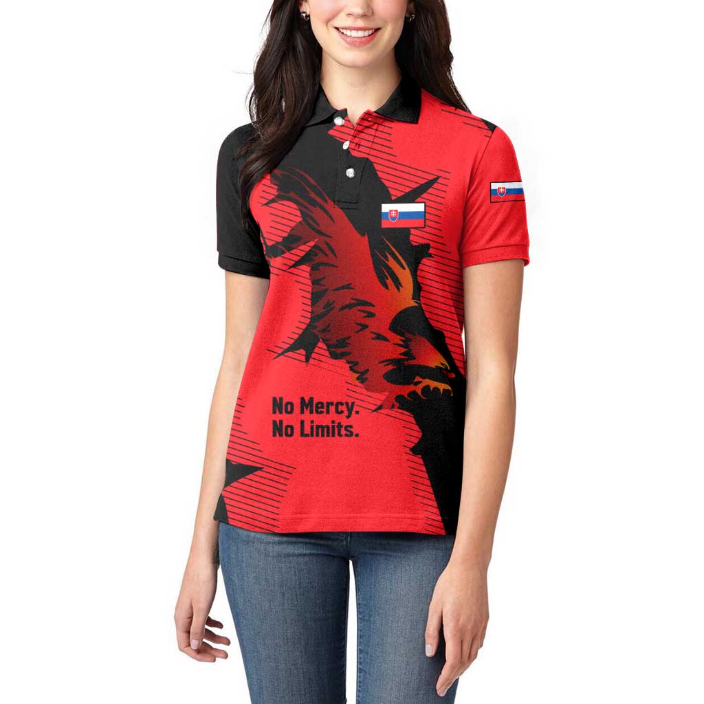 Slovakia Women Polo Shirt with Red Black Falcon Claw No Mercy Spirit