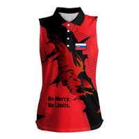 Slovakia Women Sleeveless Polo Shirt with Red Black Falcon Claw No Mercy Spirit