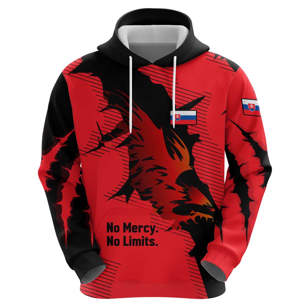Slovakia Zip Hoodie with Red Black Falcon Claw No Mercy Spirit