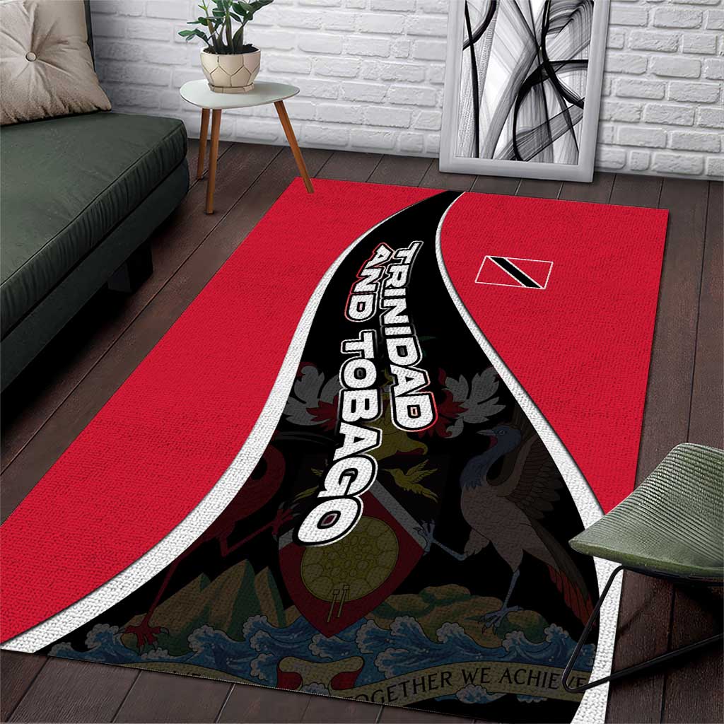 Trinidad and Tobago Flag Crest Design Area Rug with Bold Red Black Diagonal Layout - Wonder Print Shop
